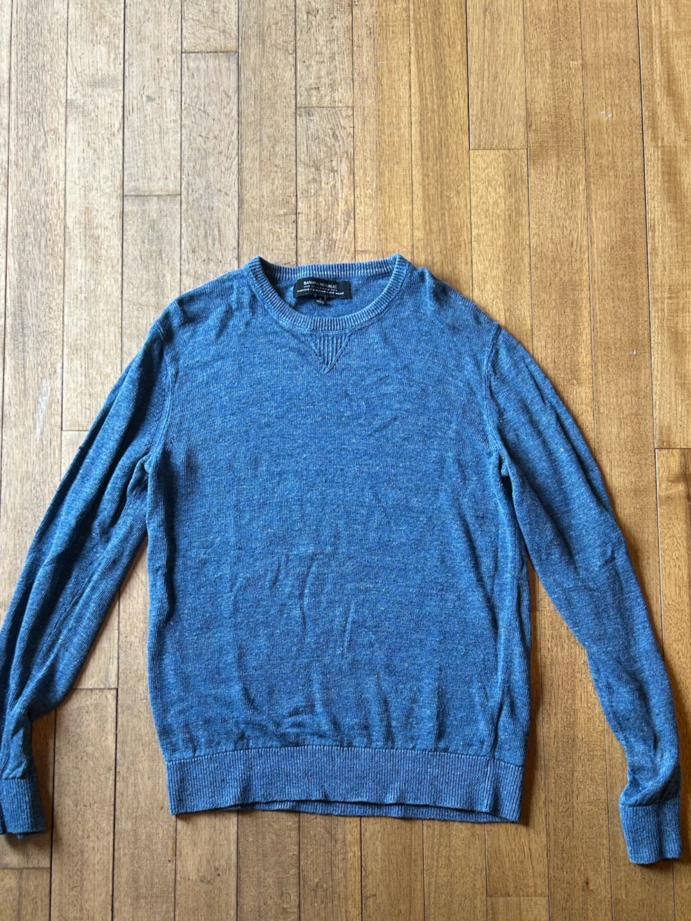 Banana Republic Heathered Blue Men's Crewneck Sweater